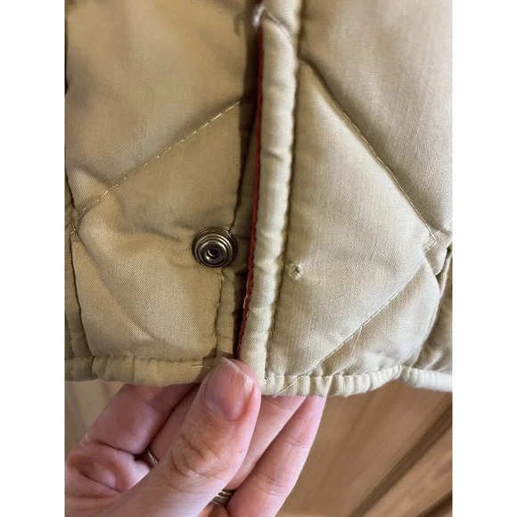 VINTAGE Western Puffer Jacket Vest Mens Xtra Large Tan Orange Golden Fleece USA - Picture 3 of 6